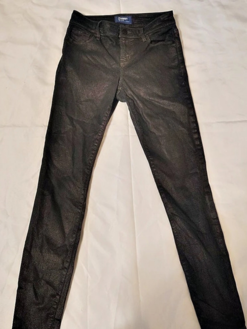 Old Navy Mid-Rise Rockstar Super-Skinny Coated Jeans Black Size 2